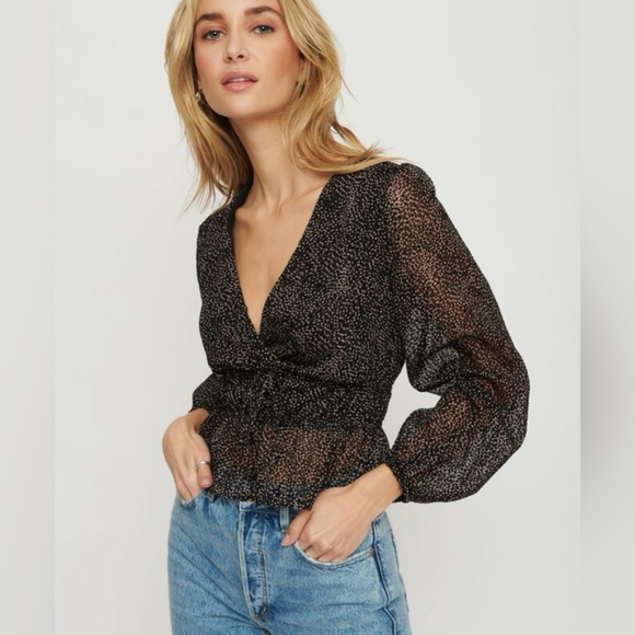 DYNAMITE | Printed Long Sleeve Blouse - Picture 1 of 15